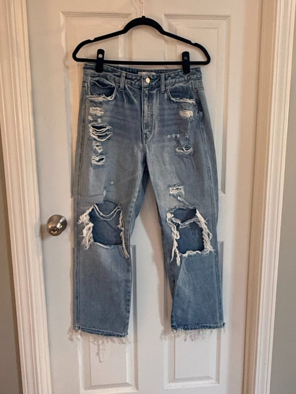 Flying Monkey 29 High Rise Straight Distressed Jean Denim